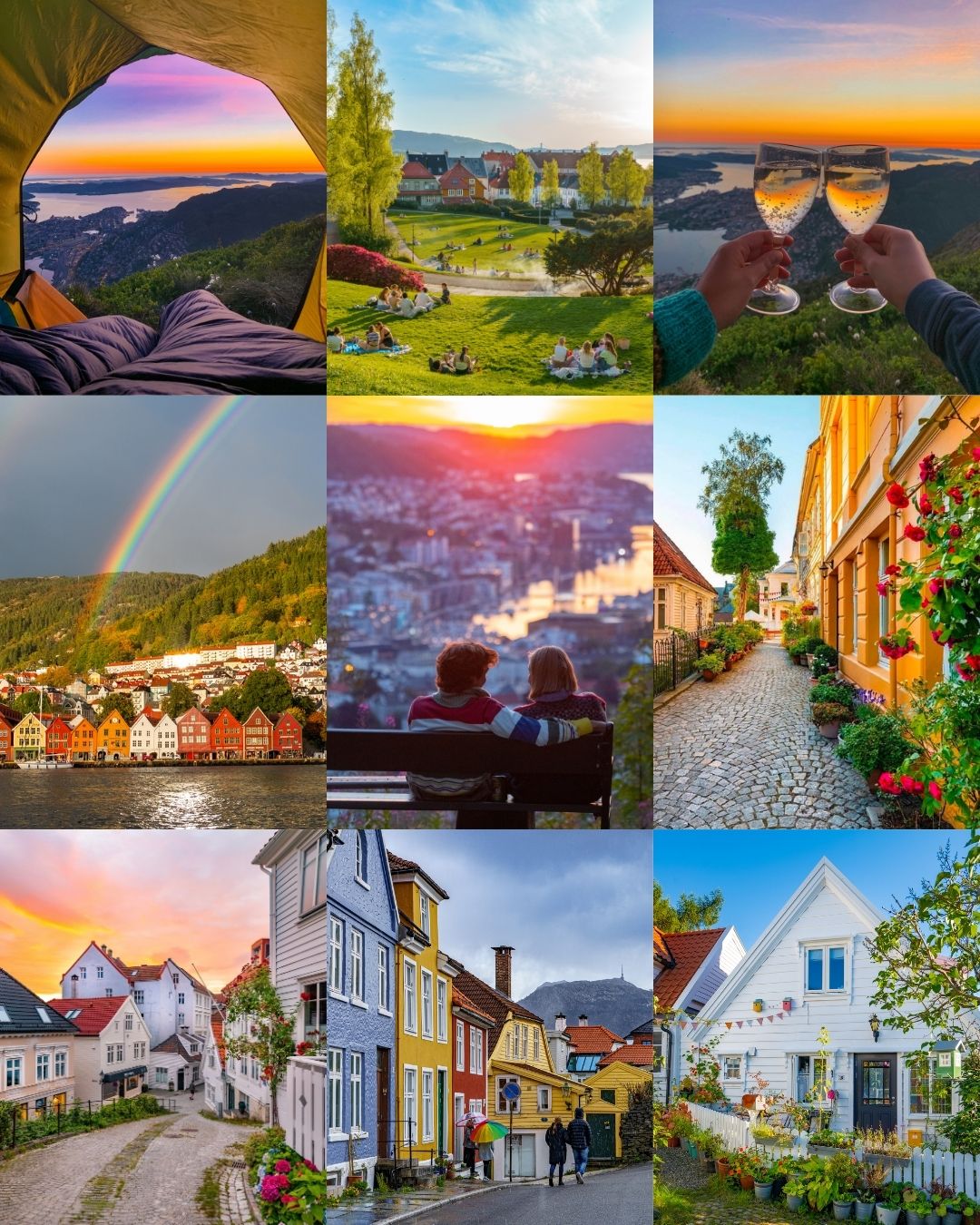 Summer in Bergen – pages from the guide with tours and photo spots.
